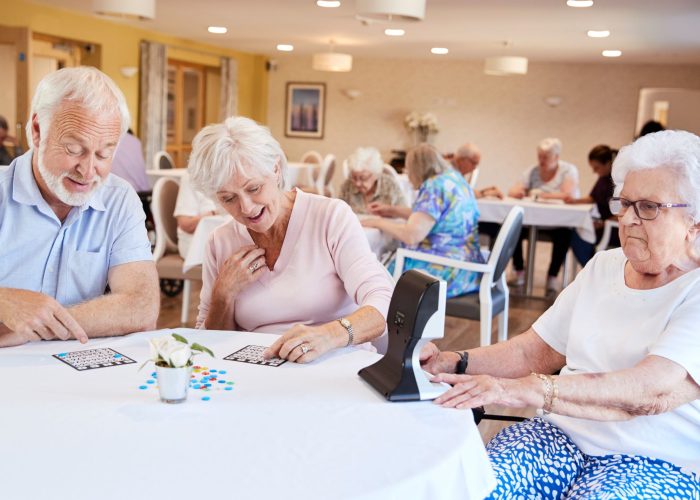 Seniors having fun playing Bingo